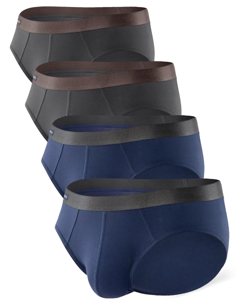 DAVID ARCHY Men's Underwear Briefs Rayon Made from Bamboo Wicking-Moisture Support Pouch Soft Underwear for Men 4 or 7 Pack (L, Dark Gray/Navy Blue) - Image 1